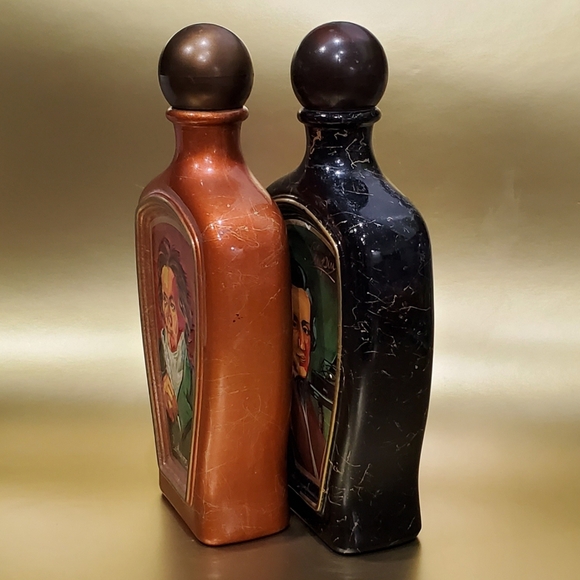 Pair Vntg Jim Beam Bottles Decanters Chopin Beethoven design by Edward Weiss - Picture 11 of 13